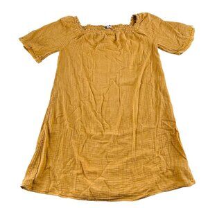 Womens Mustard Yellow Off-Shoulder Dress Medium By Wonderly 98% Cotton 2% Spande